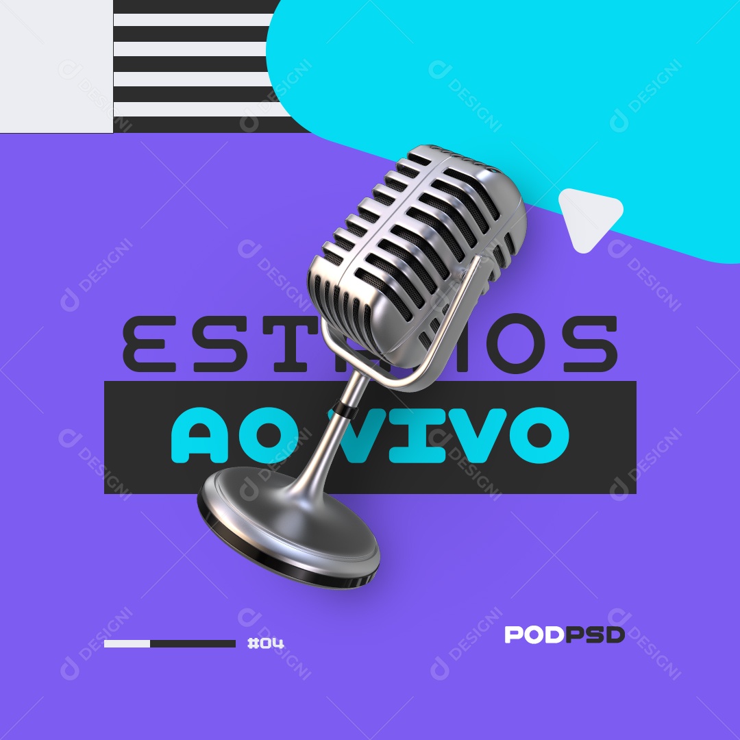 Social Media Podcast Já Estamos Ao Vivo! PSD Editável