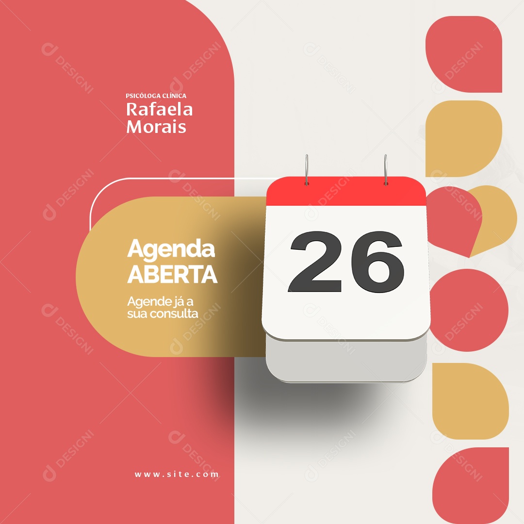 Agenda Aberta Psicólogo Social Media PSD Editável