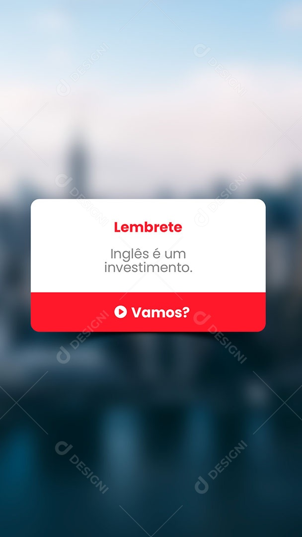 Lembrete Escola de idiomas Inglês Espanhol Story Social Media PSD Editável