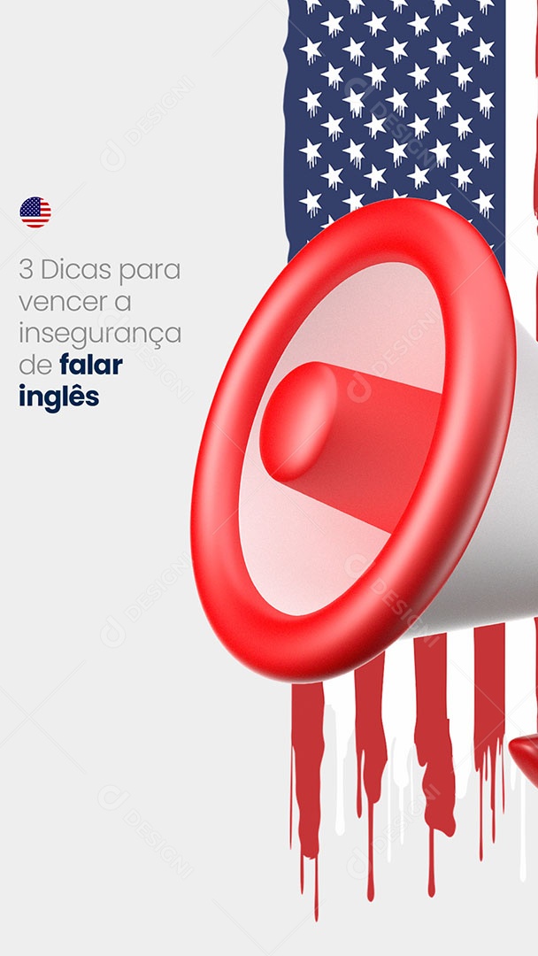 Story Escola de Idiomas 3 Dicas para Vencer a Insegurança de Falar Inglês Social Media PSD Editável