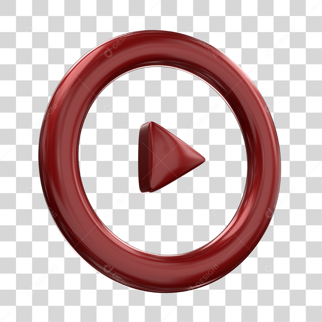 Player Áudio e Vídeo Vermelho Elemento 3D PNG