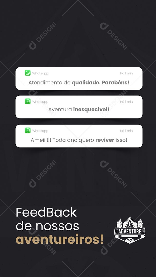 Agência de Viagens e Turismo Feedback de Nossos Aventureiros Story Social Media PSD Editável