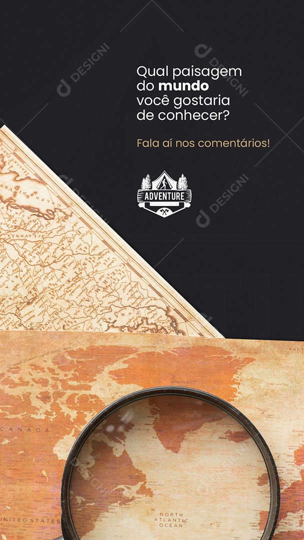 Agência de Viagens e Turismo Qual Paisagem do Mundo você Gostaria de Conhecer? Story Social Media PSD Editável