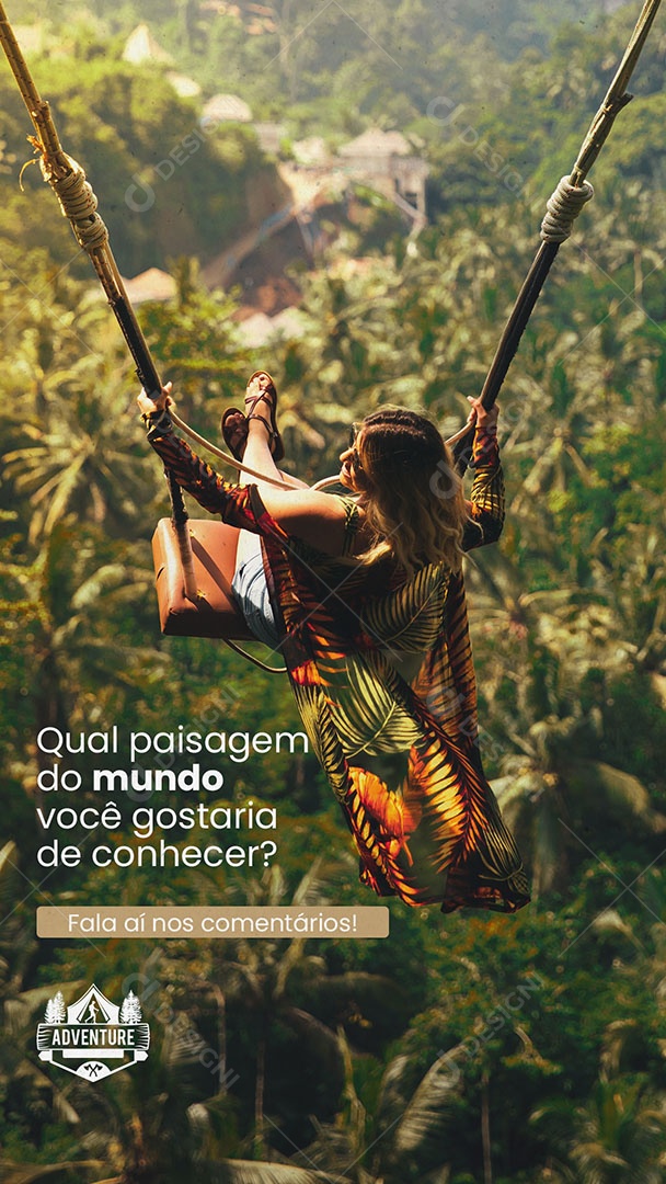 Agência de Viagens e Turismo Qual Paisagem do Mundo você Gostaria de Conhecer? Story Social Media PSD Editável