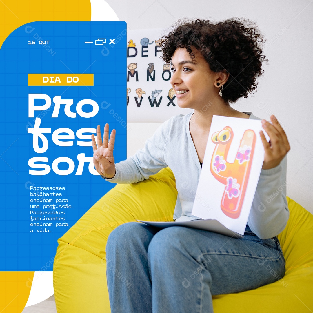 Post Dia do Professor 15 de Outubro Parabéns Social Media PSD Editável