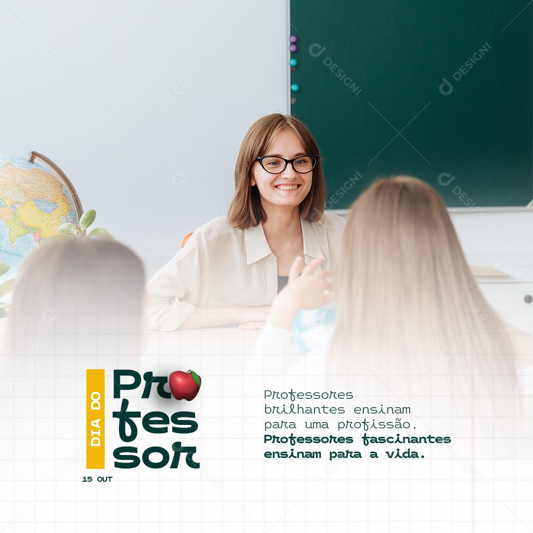 Dia do Professor 15 de Outubro Parabéns Social Media PSD Editável
