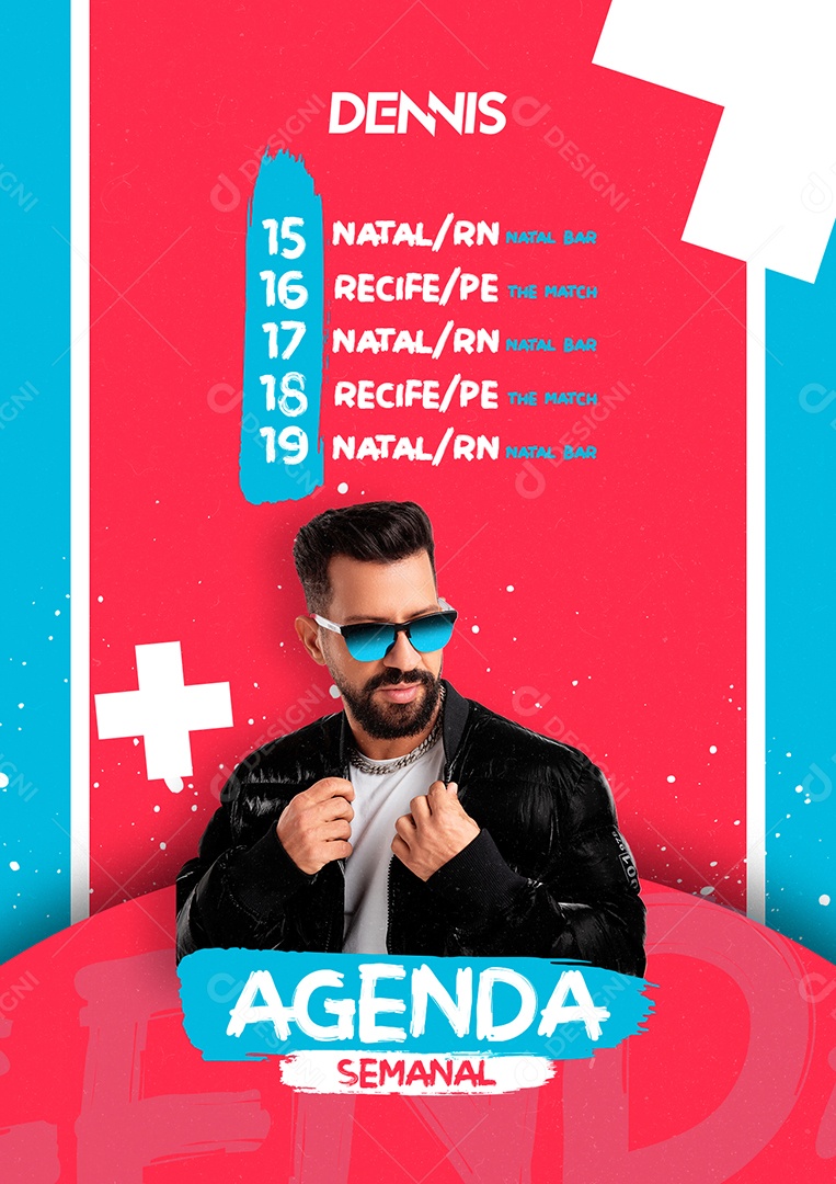 Agenda Semanal Dj Dennis Flyer Social Media PSD Editável