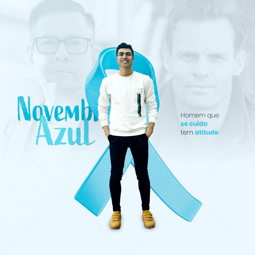 Novembro Azul Homem que se Cuida tem Atitude Social Media PSD Editável