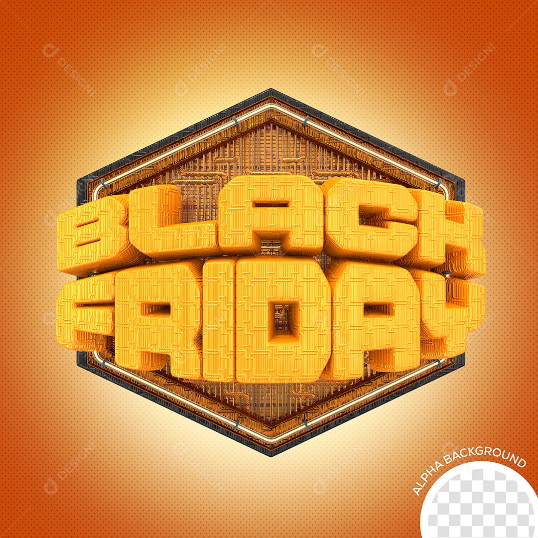 Black Friday Selo 3D Amarelo para Composição PSD