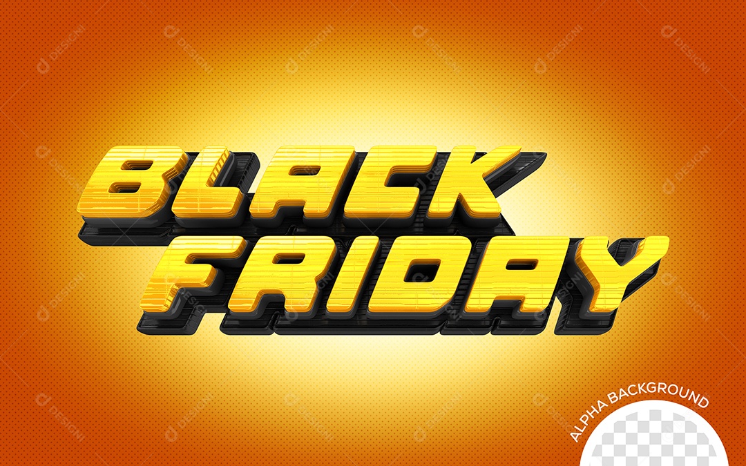 Black Friday Texto 3D Amarelo para Composição PSD