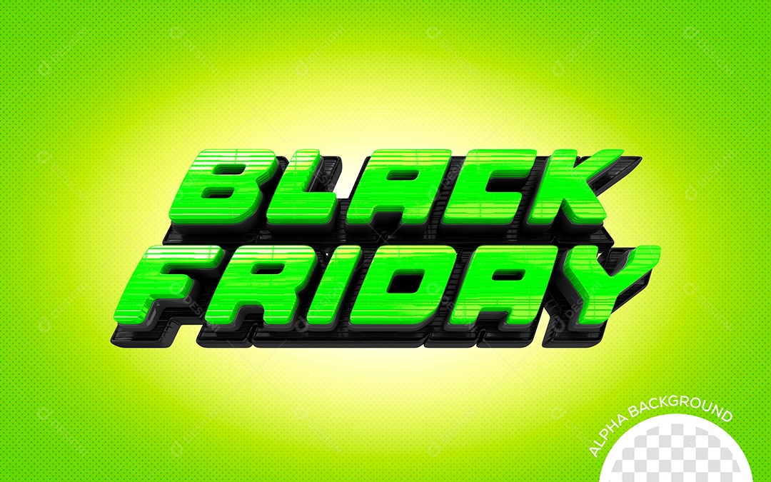 Black Friday Texto 3D Verde para Composição PSD