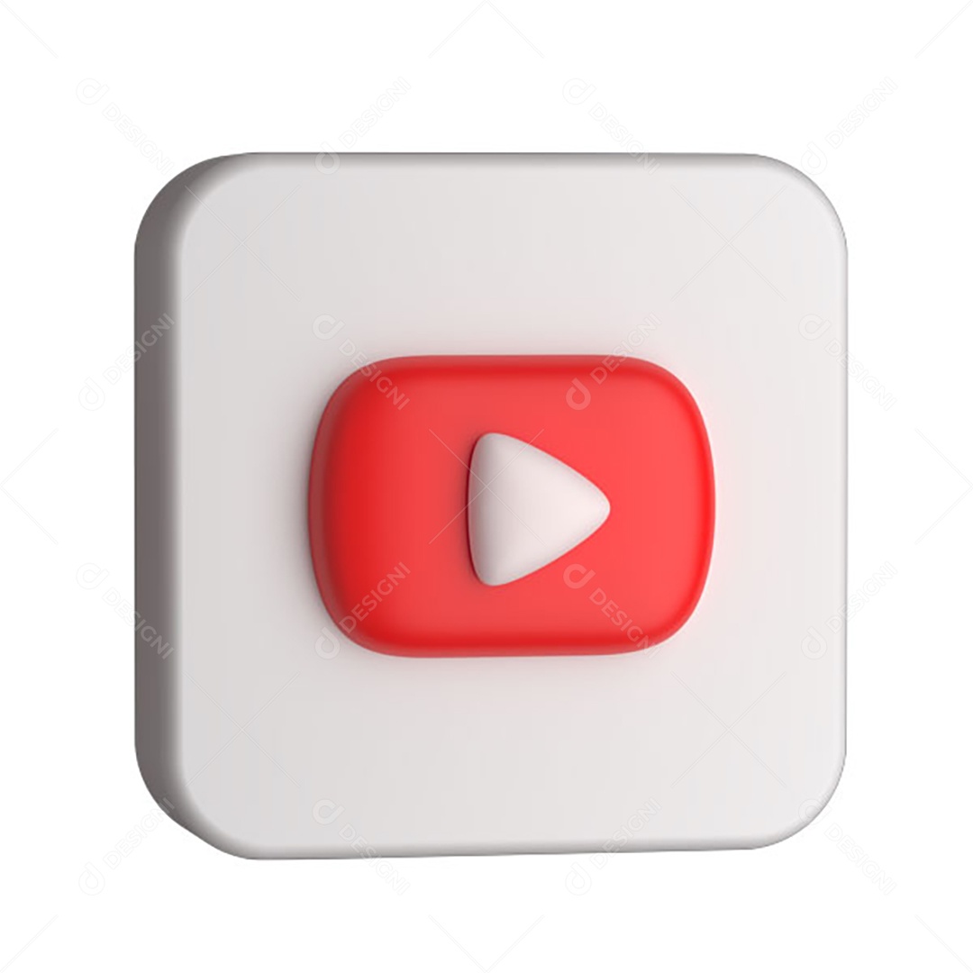 Youtube 3D PNG Transparent No Background