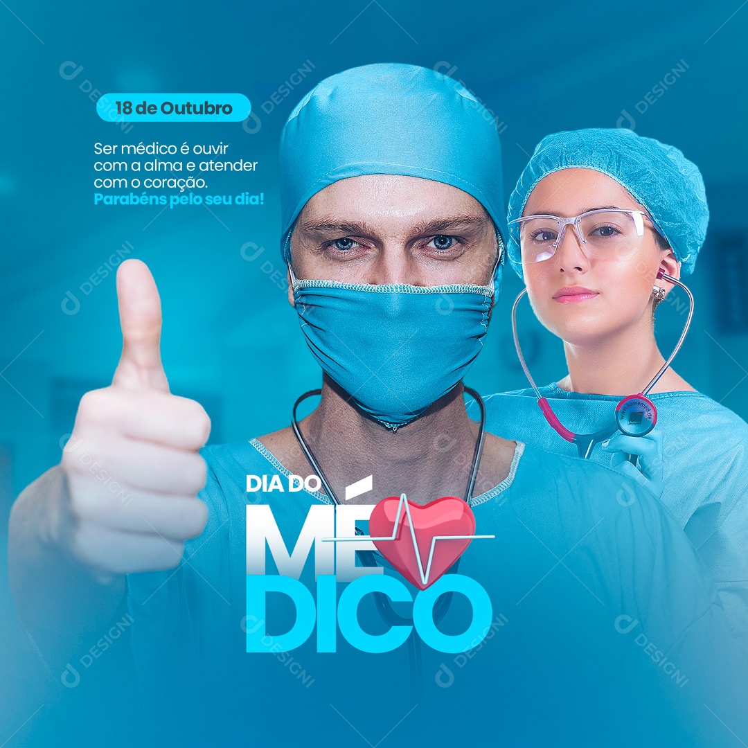 Dia do Médico 18 de Outubro Social Media PSD Editável