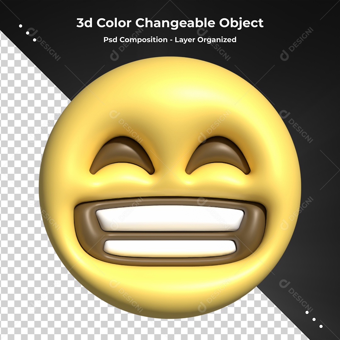 Emoji Feliz Elemento 3D Para Composição PSD