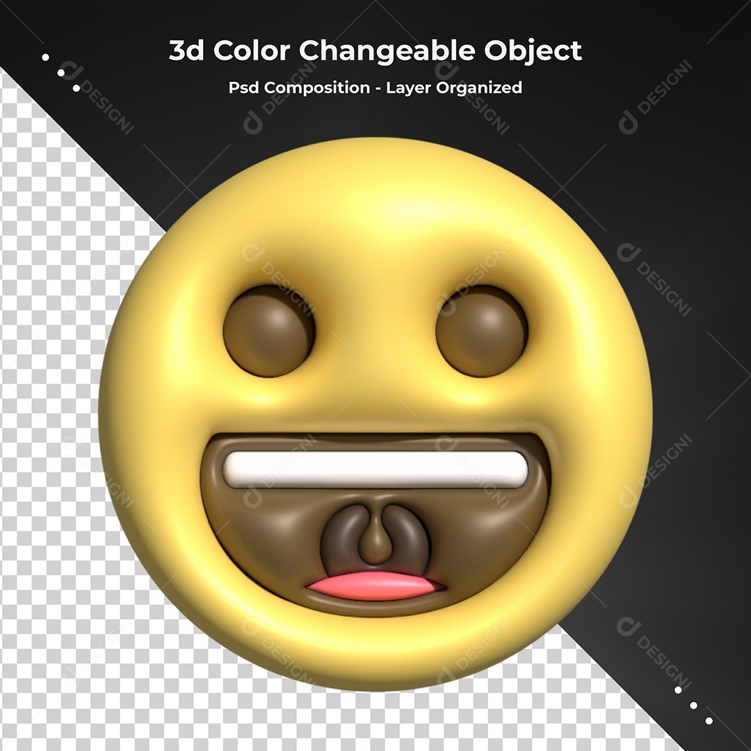 Emoji Feliz Elemento 3D Para Composição PSD