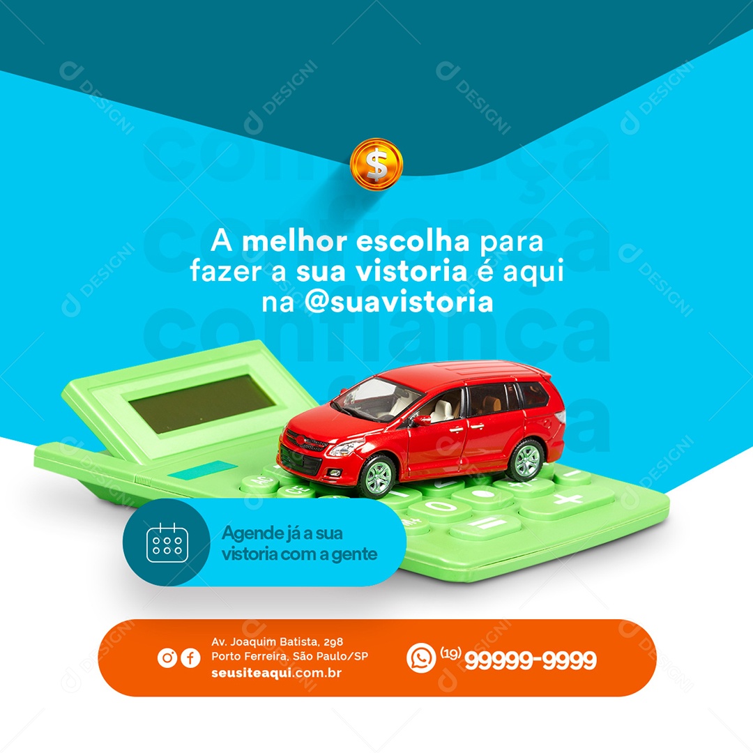 A Melhor Escolha Para Fazer a Sua Vistoria é Aqui na Vistoria Veicular Social Media PSD Editável