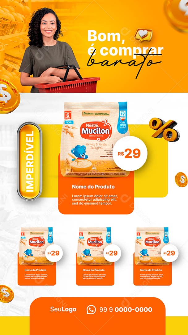 Story Encarte Bom é Comprar Barato Supermercado Social Media PSD Editável