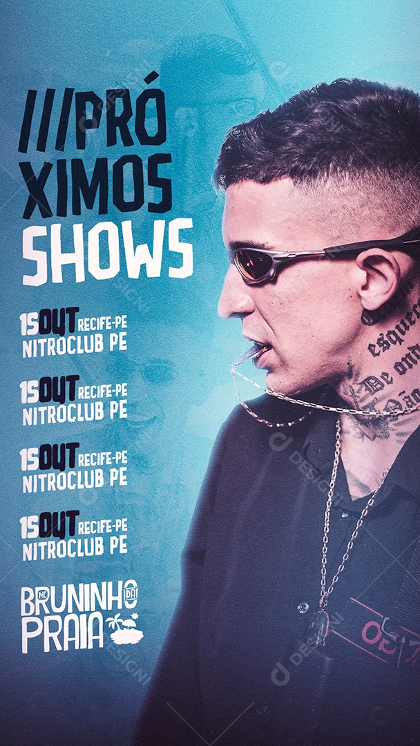 Story Próximos Shows  MC Bruninho da Praia Flyer Social Media PSD Editável