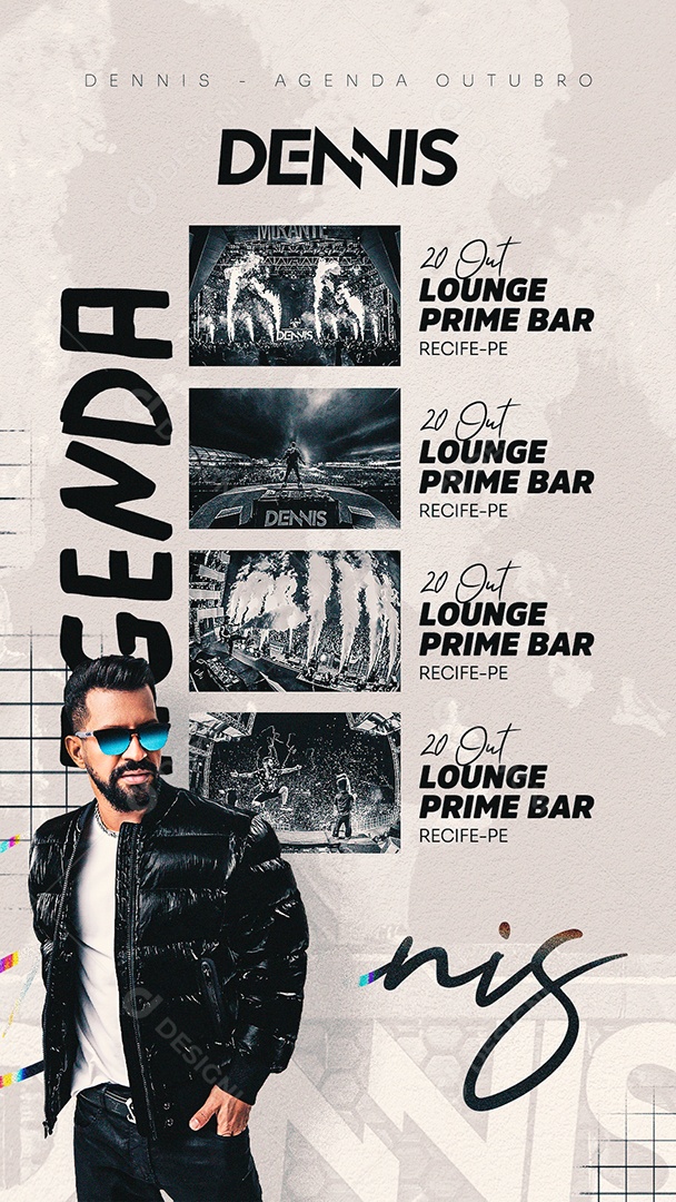 Story Agenda Mensal Dj Dennis Flyer Social Media PSD Editável