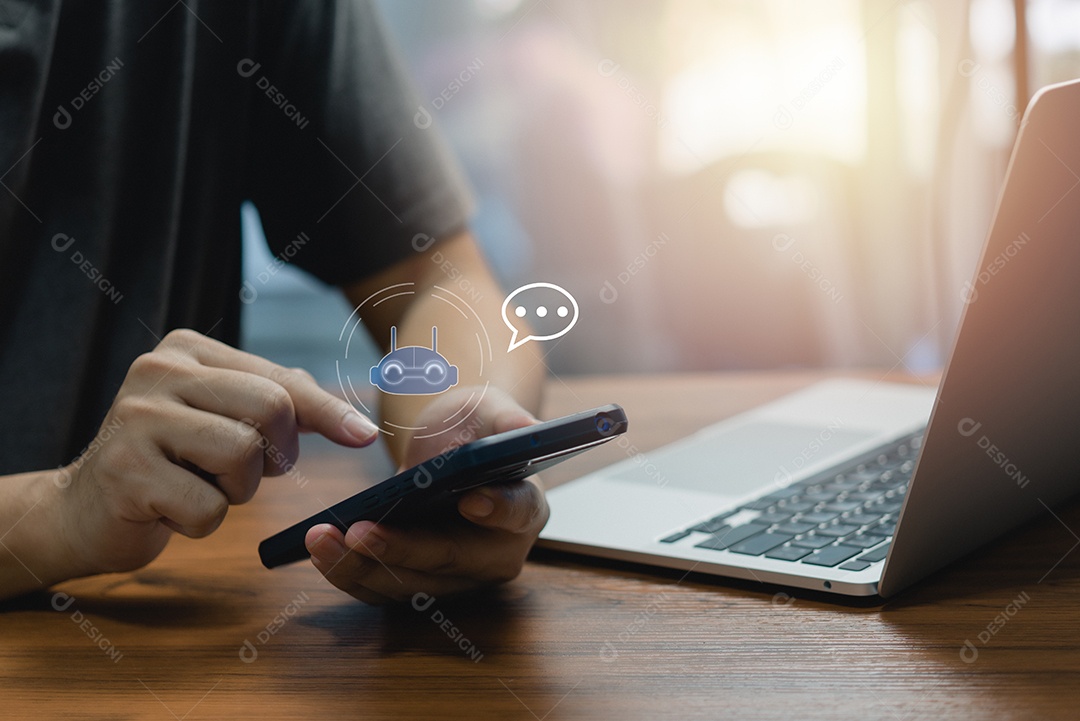 Serviço ao cliente digital inteligente AI Chatbot service.Inteligência artificial e conceito de tecnologia de automação de serviço.