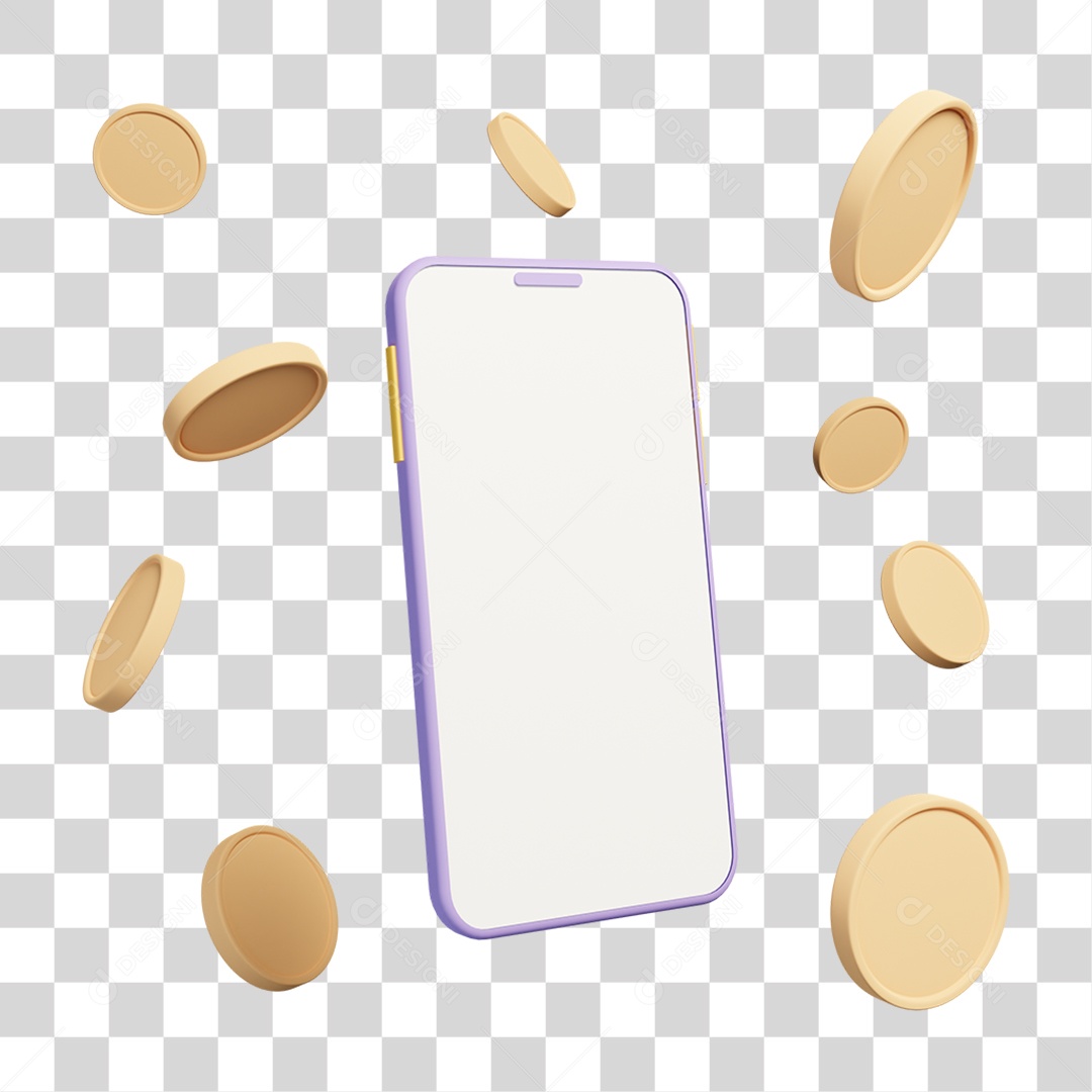 Celular Moedas PNG Transparente