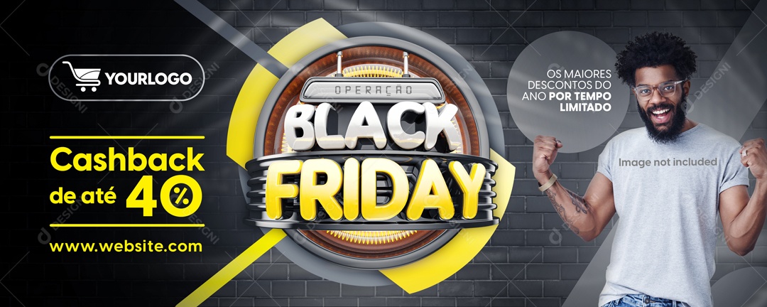 Banner Black Friday 40% De Descontos Venha Conferir Social Media PSD Editável