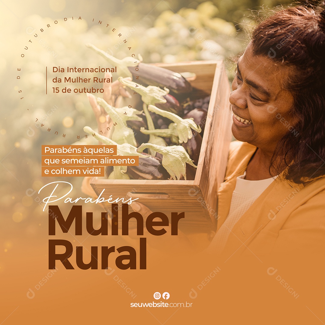 Parabéns Mulher Rural Dia Internacional Da Mulher Rural 15 De Outubro Social Media PSD Editável