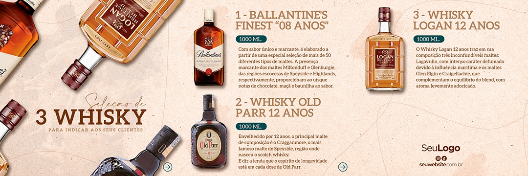 Banner Seleção De 3 Whisky Para Seus Clientes Social Media PSD Editável