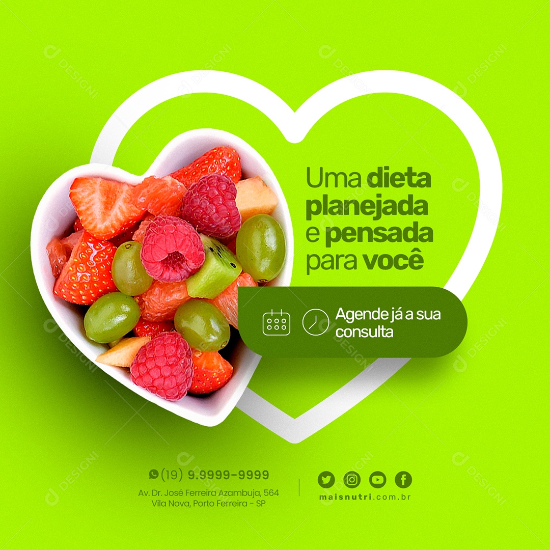Uma Dieta Planejada e Pensada Para Você Nutricionista Social Media PSD Editável