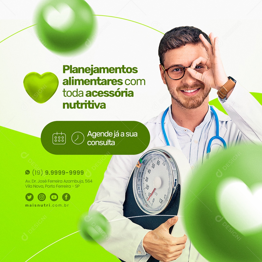 Planejamentos Alimentares Com Toda Acessória Nutritiva Agende Já Nutricionista Social Media PSD Editável
