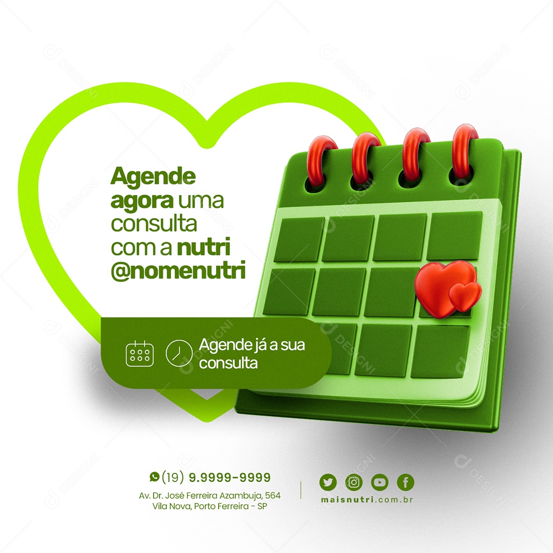 Agende Agora Uma Consulta Com a Nutricionista Social Media PSD Editável