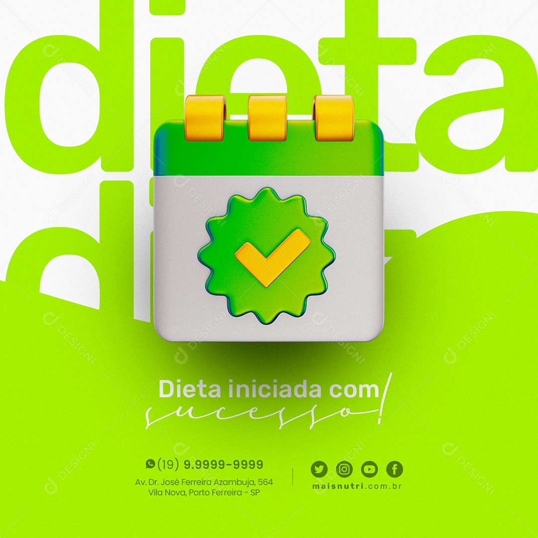 Dieta Iniciada Com Sucesso Nutricionista Social Media PSD Editável