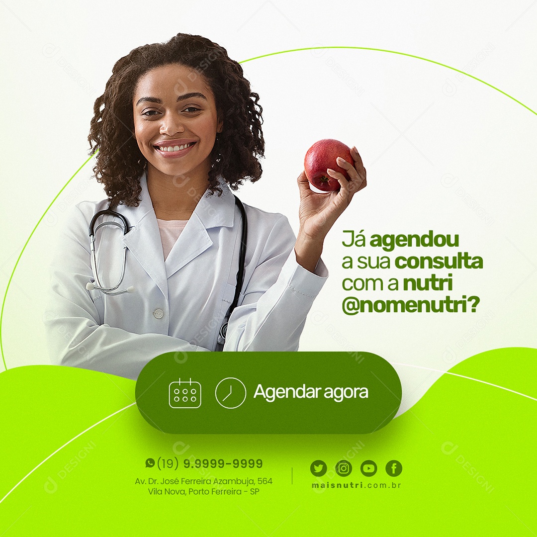 Já Agendou a Sua Consulta Com a Nutricionista Social Media PSD Editável
