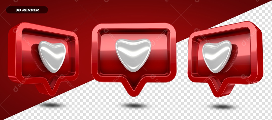 Elemento 3D Para Composição Balão Com Coração PSD