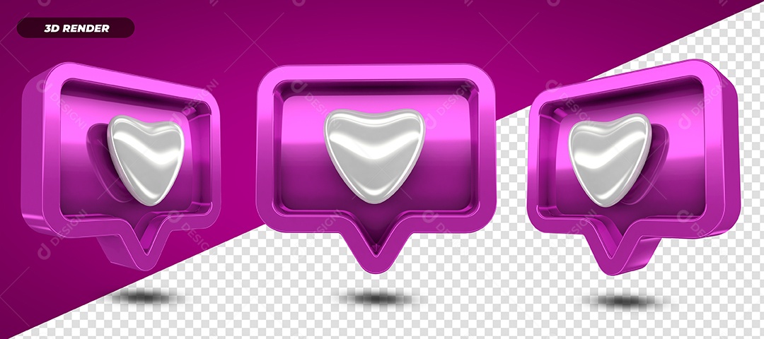 Elemento 3D Para Composição Balão Com Coração PSD