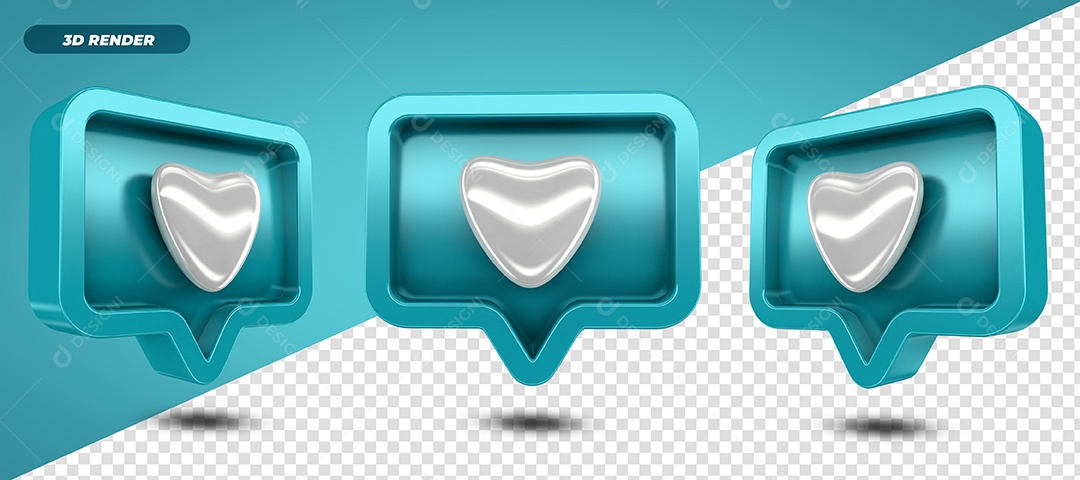 Elemento 3D Para Composição Balão Com Coração PSD