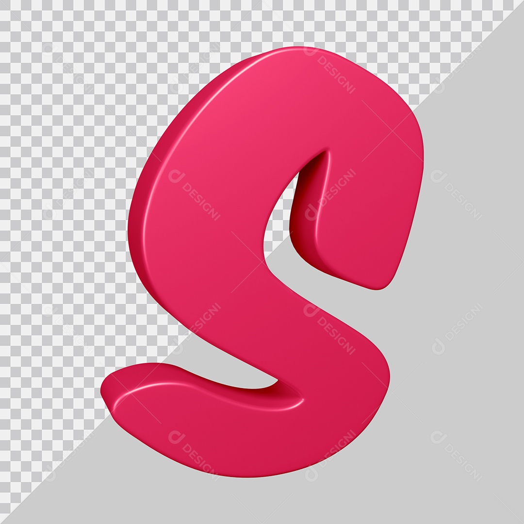 Elemento 3D Para Composição Letra S Rosa PSD