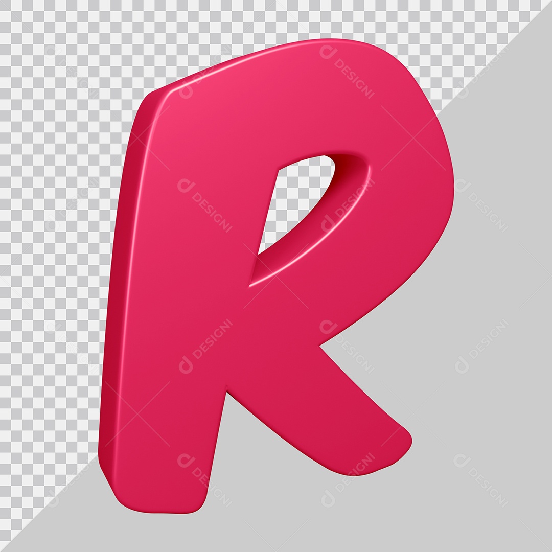 Elemento 3D Para Composição Letra R Rosa PSD