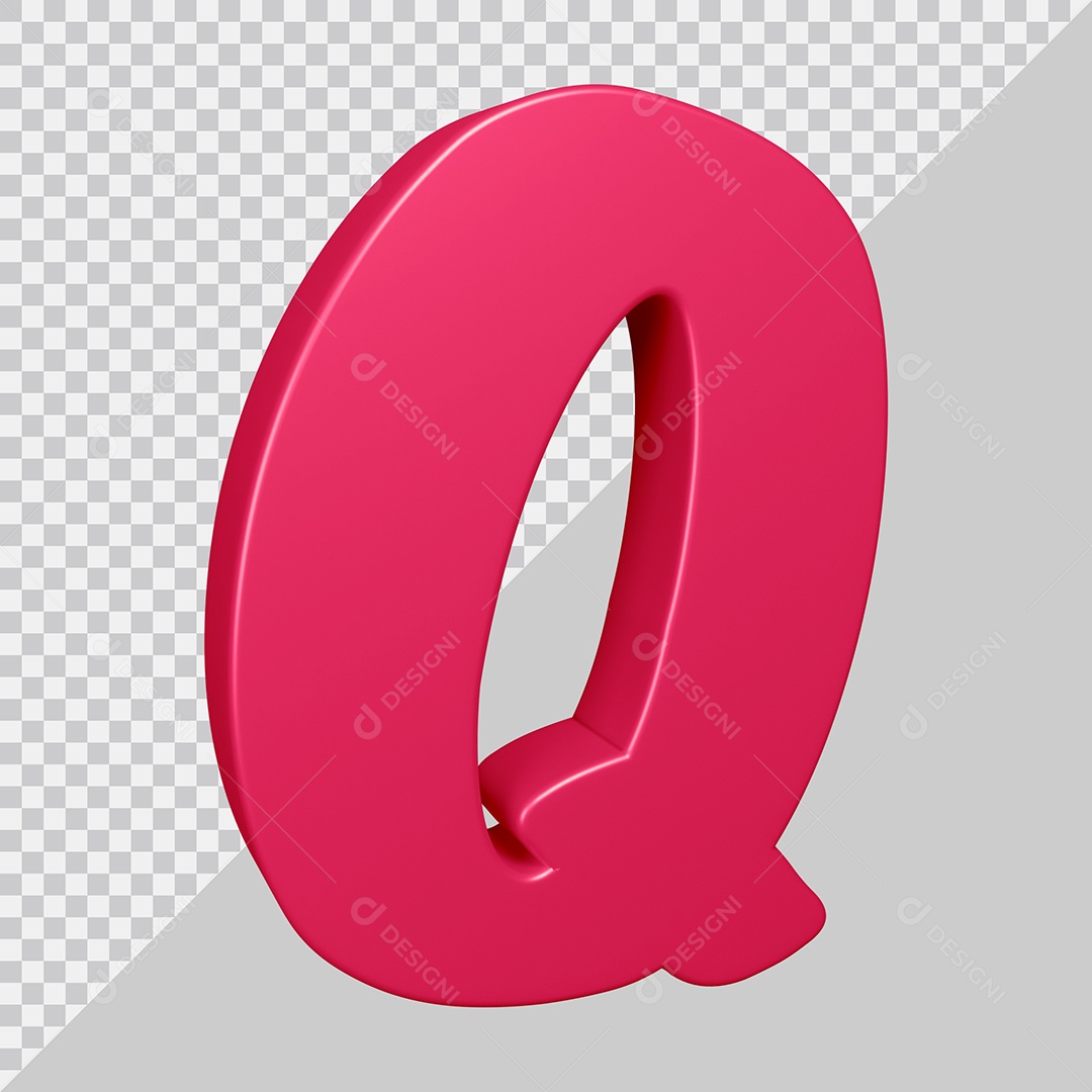 Elemento 3D Para Composição Letra Q Rosa PSD