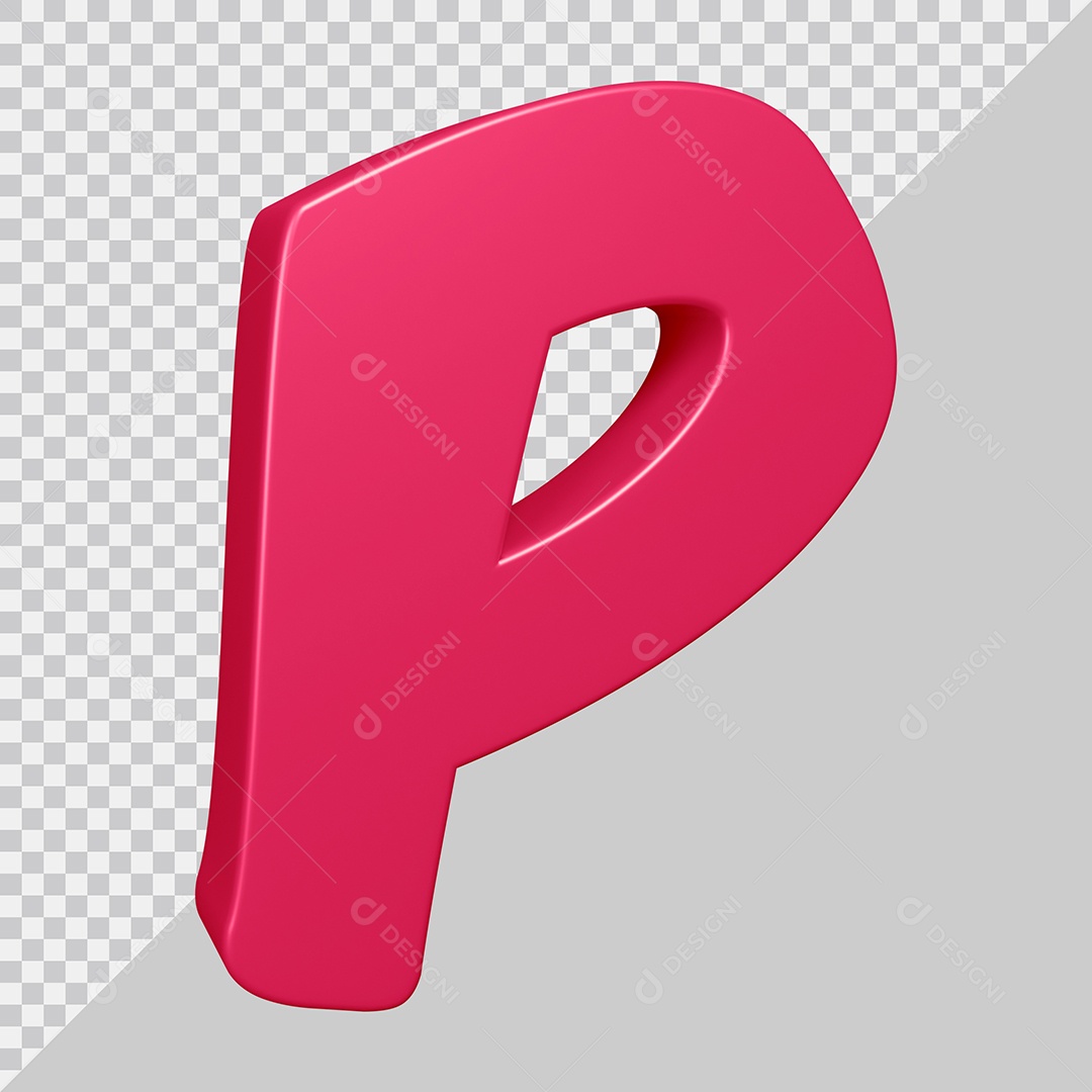 Elemento 3D Para Composição Letra P Rosa PSD