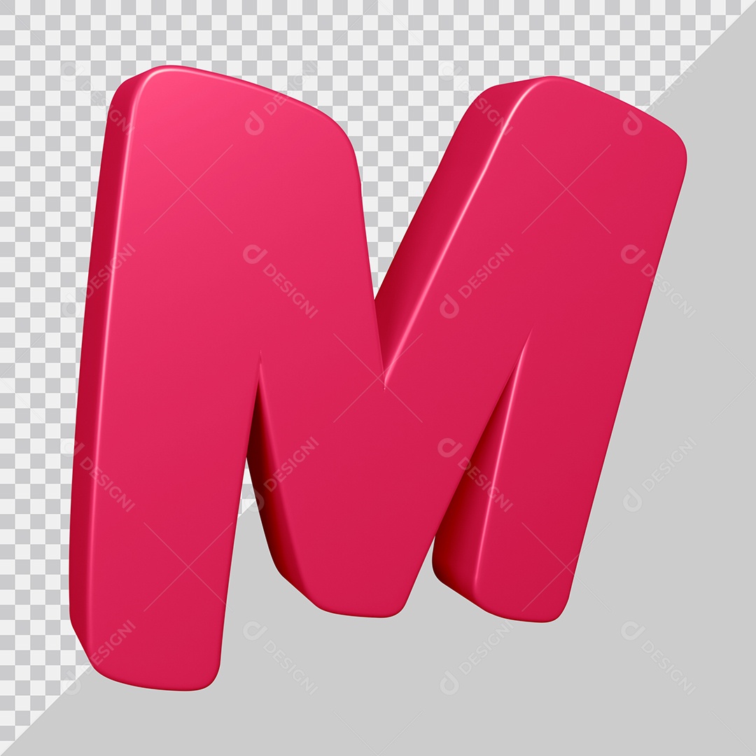 Elemento 3D Para Composição Letra M Rosa PSD