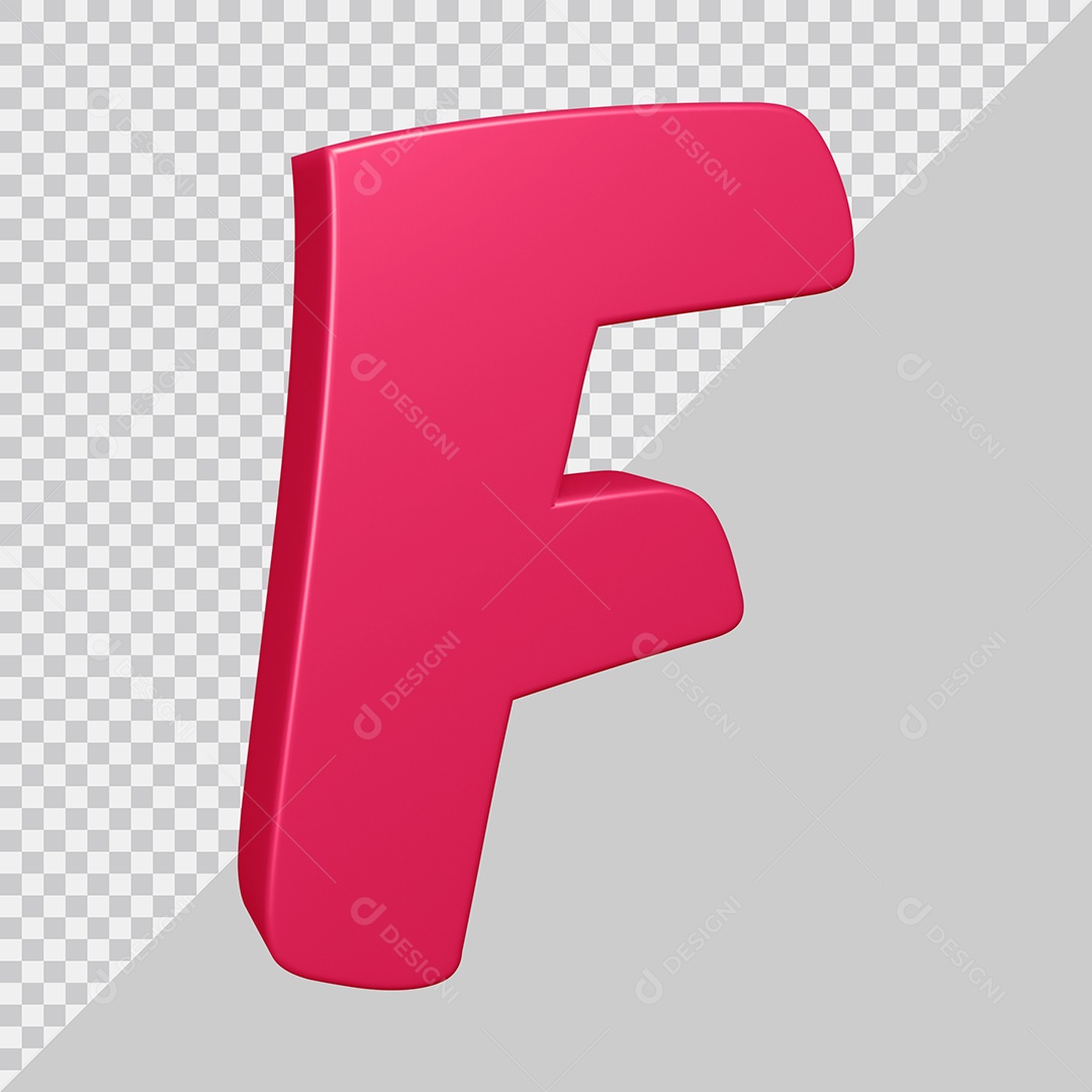 Elemento 3D Para Composição Letra F Rosa PSD