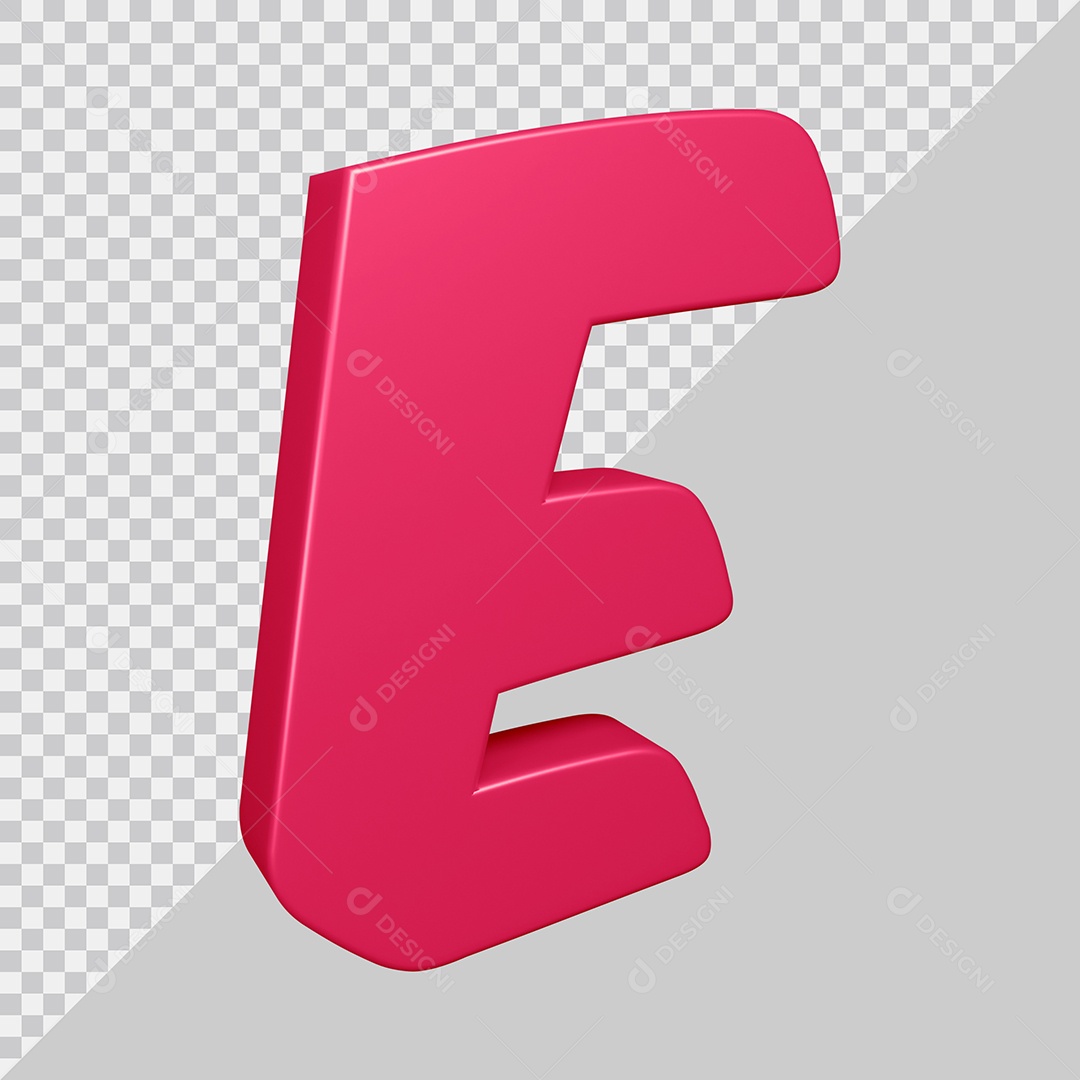 Elemento 3D Para Composição Letra E Rosa PSD