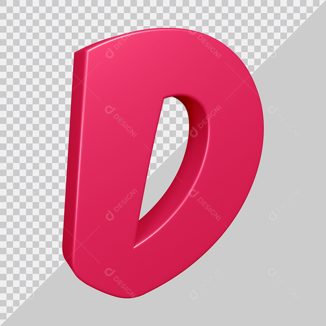 Elemento 3D Para Composição Letra D Rosa PSD