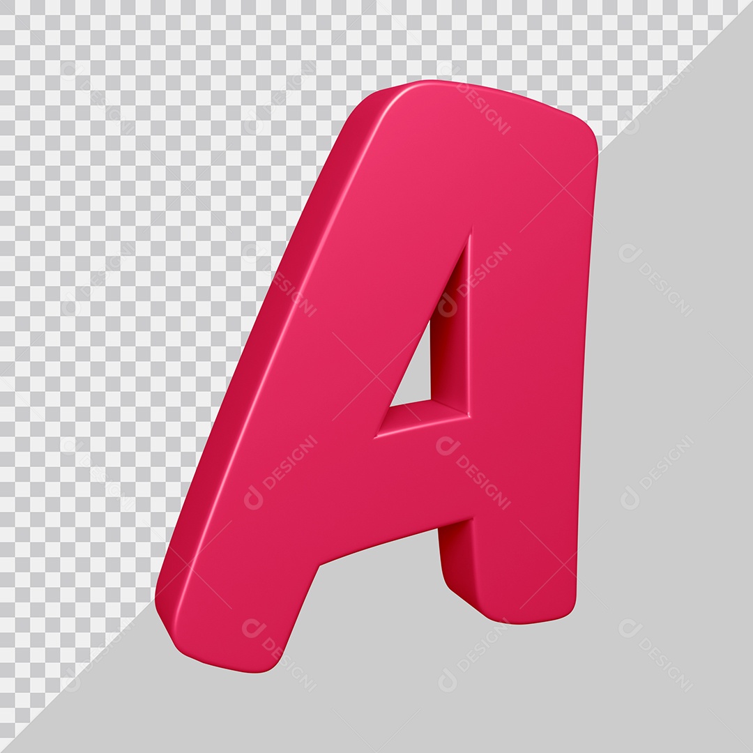 Elemento 3D Para Composição Letra A Rosa PSD