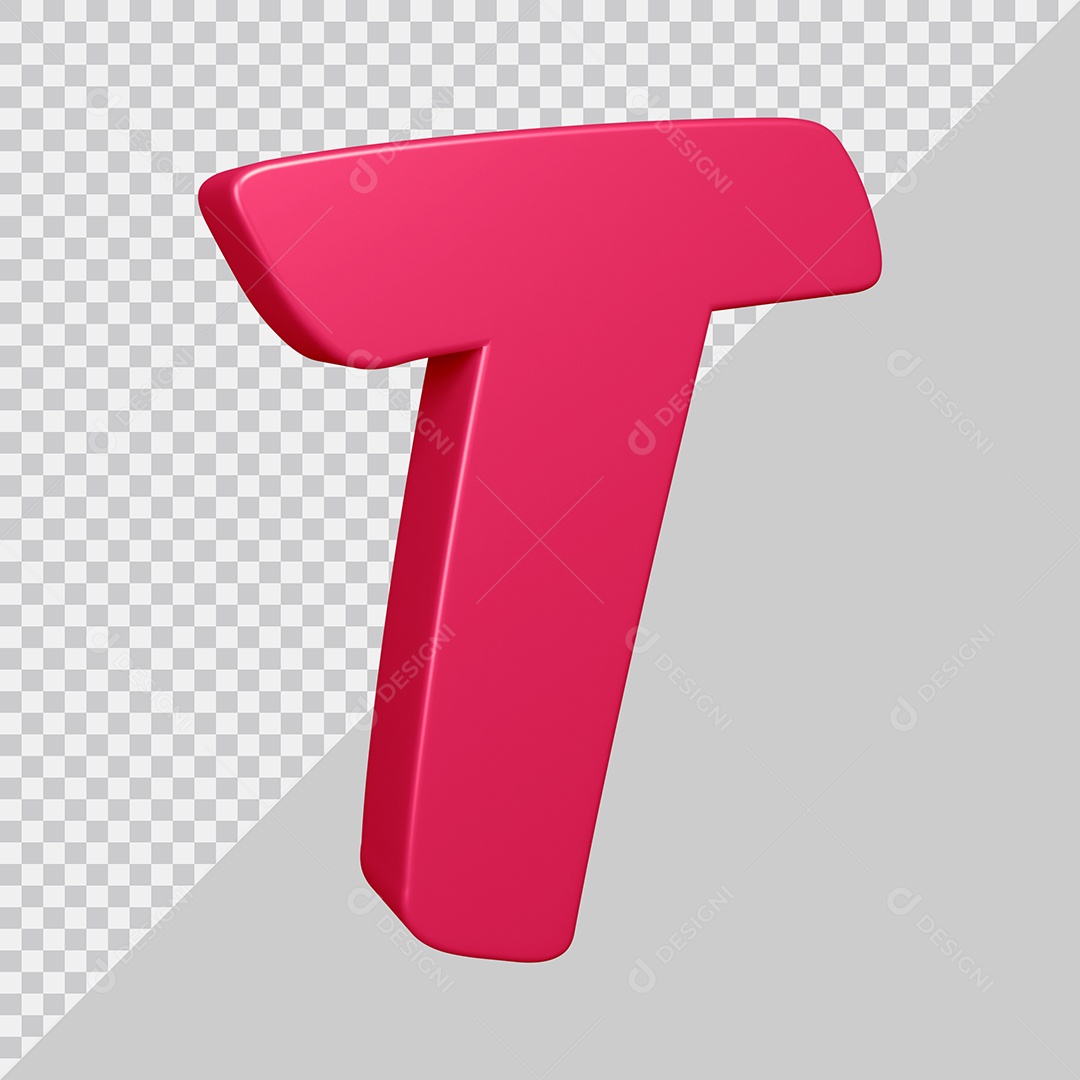 Elemento 3D Para Composição Letra T Rosa PSD