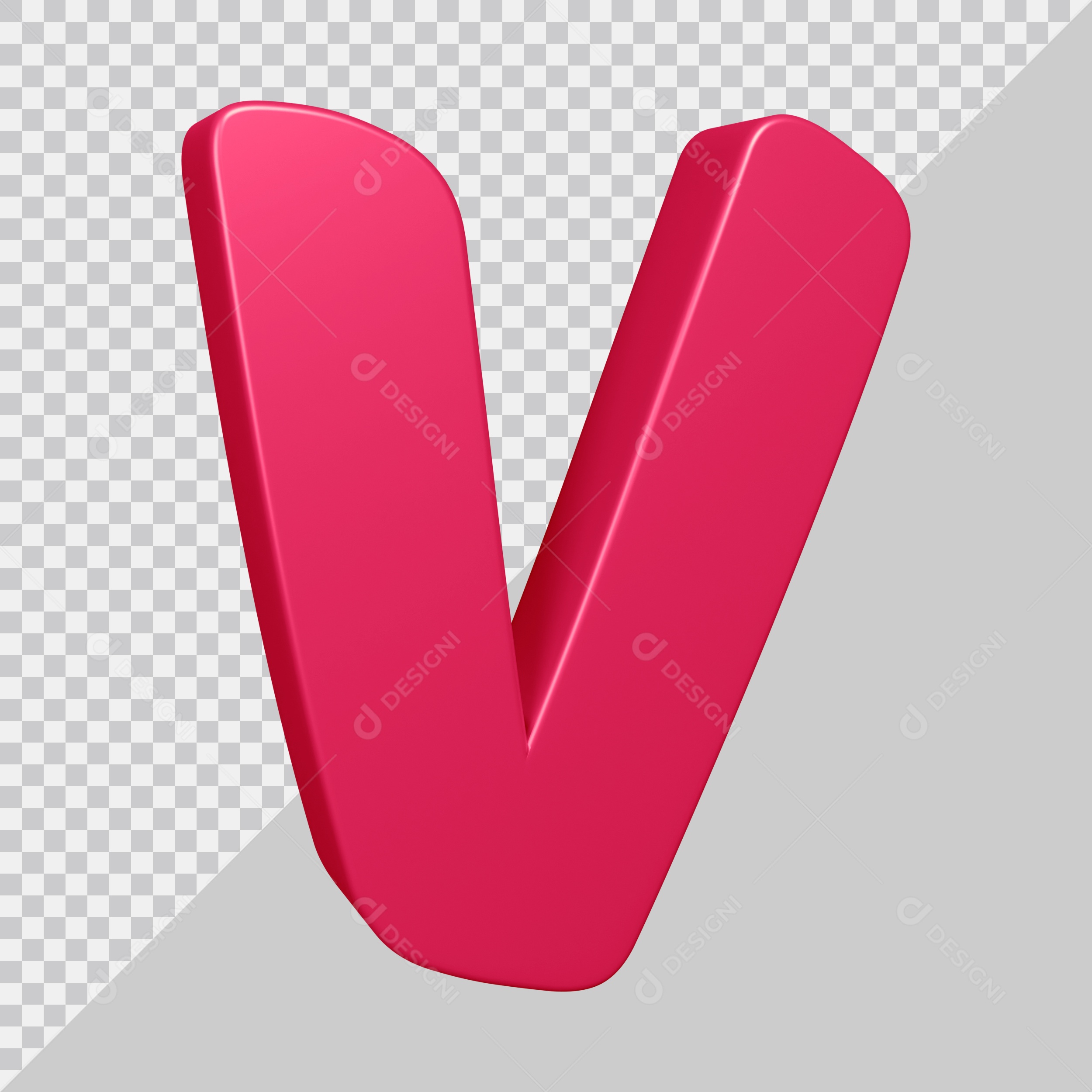 Elemento 3D Para Composição Letra V Rosa PSD