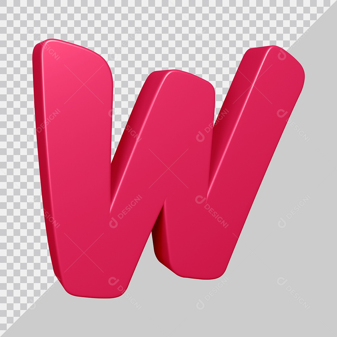 Elemento 3D Para Composição Letra W Rosa PSD