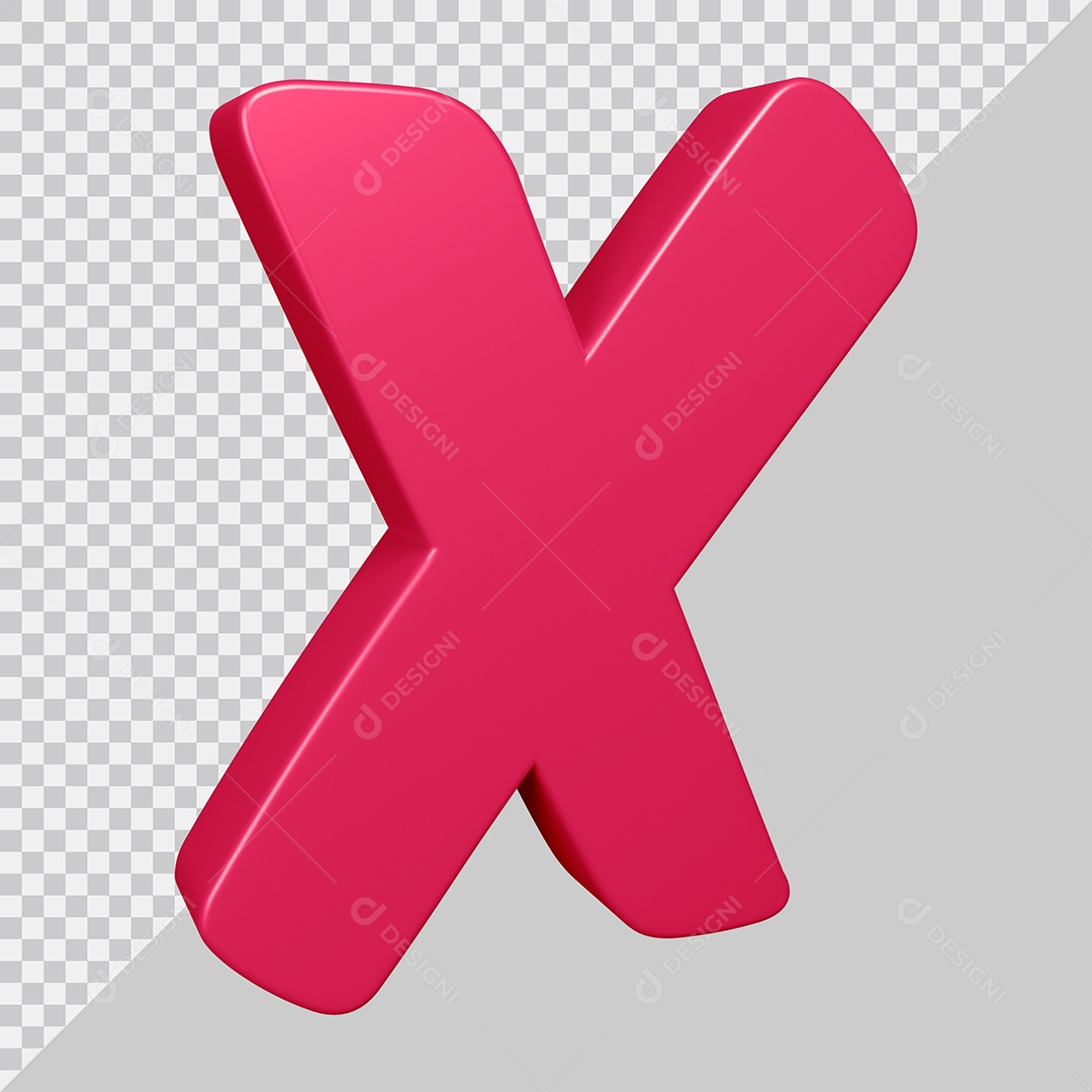 Elemento 3D Para Composição Letra X Rosa PSD