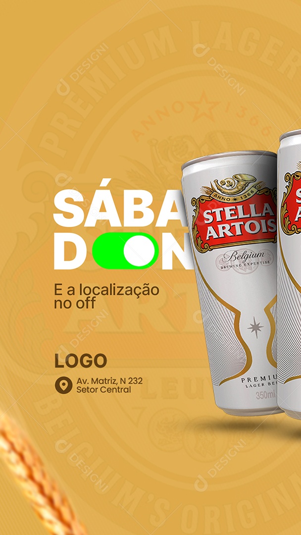 Story Sábado On E a Localização no Off Stella Artois Distribuidora Social Media PSD Editável